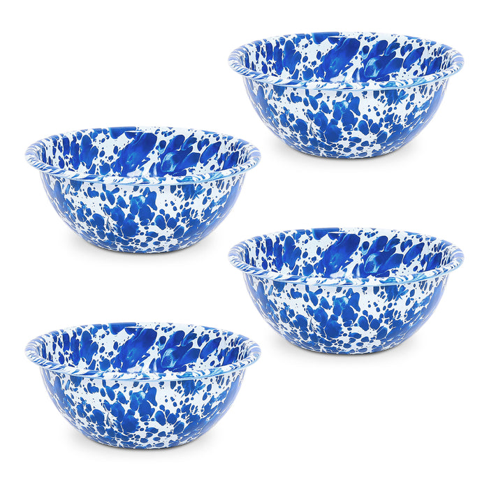 Crow Canyon Home Splatter Kommen Set van 4 Blauw