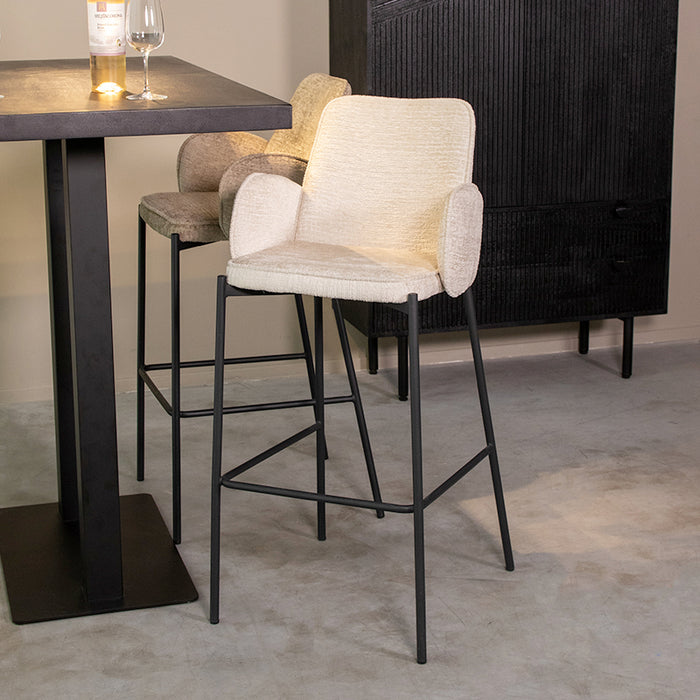 LABEL51 - Barkruk Joni Hoog - Creme Elegance - Zwart Metaal