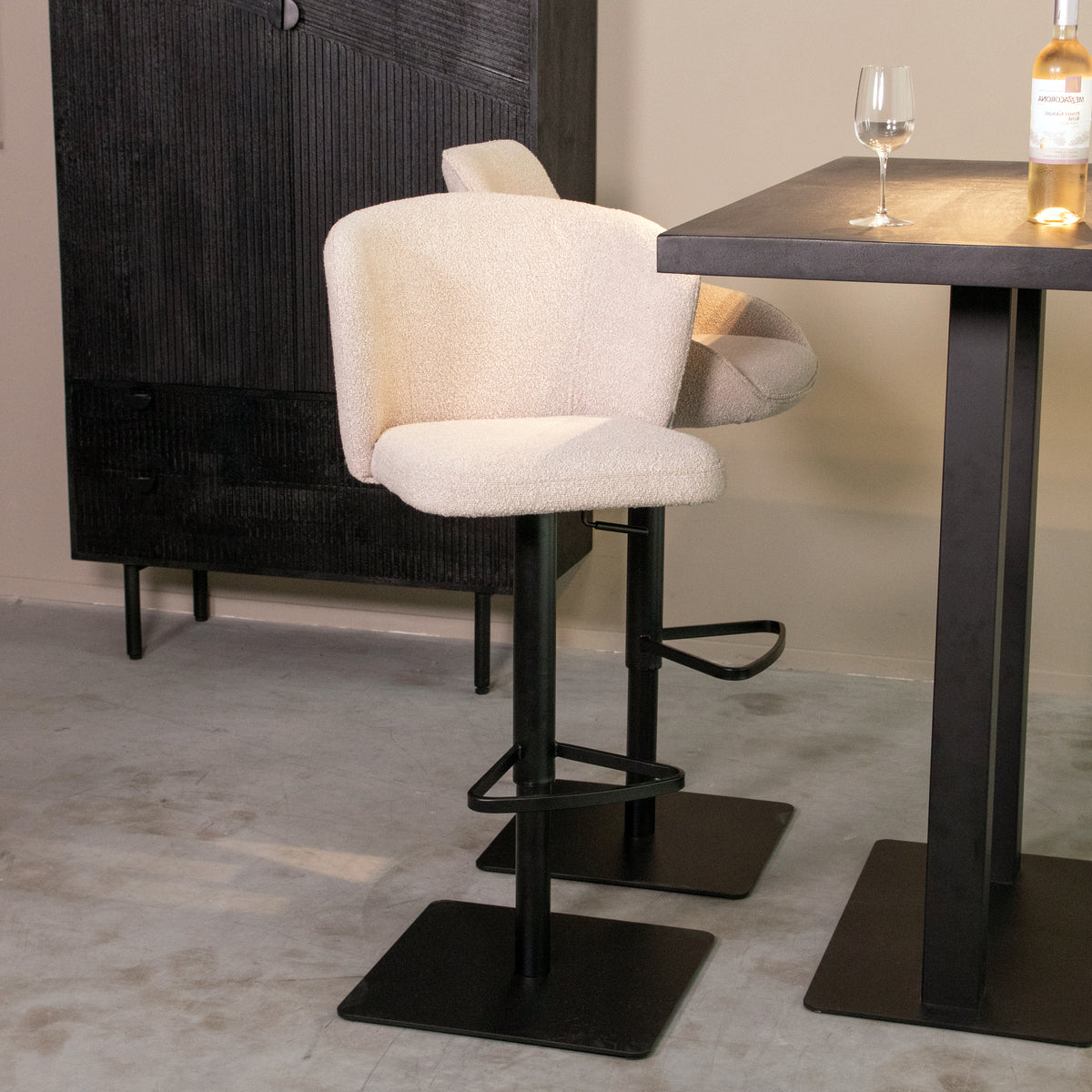 LABEL51 - Barkruk Wave - Naturel Touch - Zwart Metaal