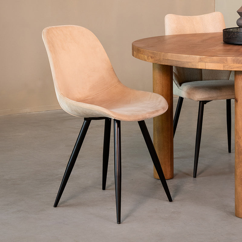 LABEL51 - Eetkamerstoel Capri - Zand Fluweel - Zwart Metaal