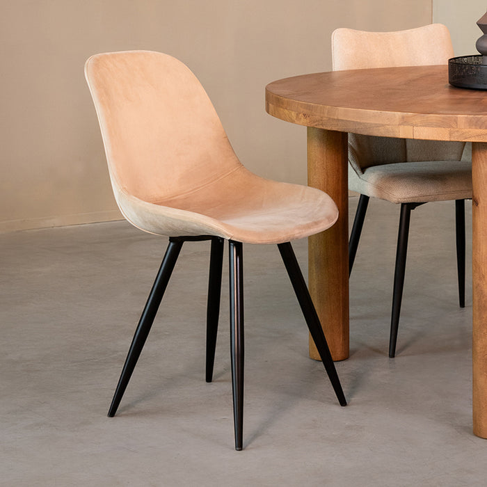 LABEL51 - Eetkamerstoel Capri - Zand Fluweel - Zwart Metaal