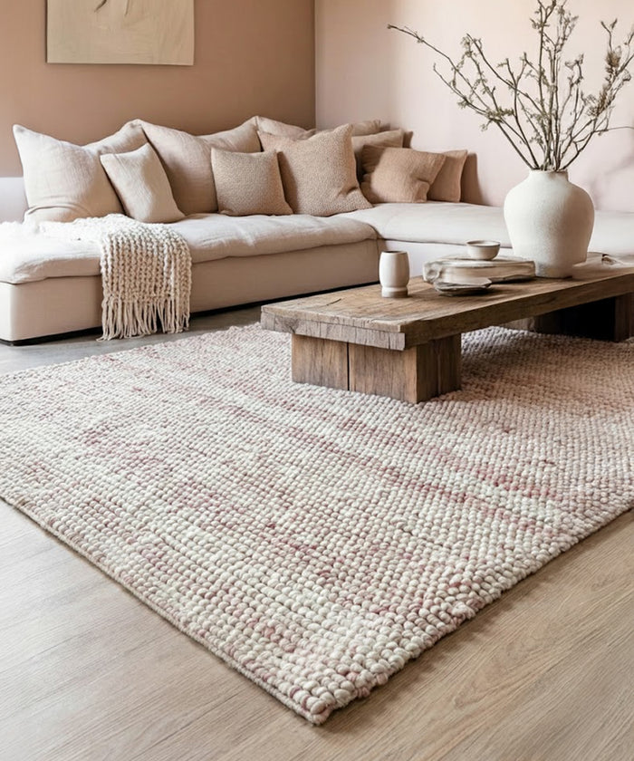 Nordic Weavers Wollen vloerkleed - Fjell crème|roze - 160x240 cm