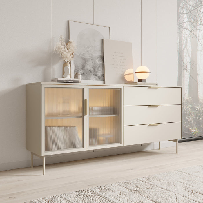 Meubella - Lomo - Dressoir 3 lades - Beige - 181 cm
