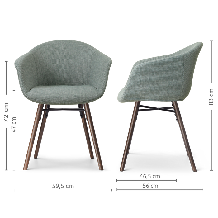 Nolon Nena-Otis Eetkamerstoel Saliegroen - met Armleuning - Walnoot