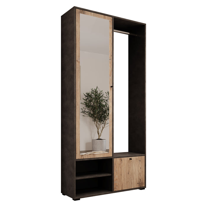 Meubella - Deacon - Halkast met 2 deuren - Grijs|Eiken