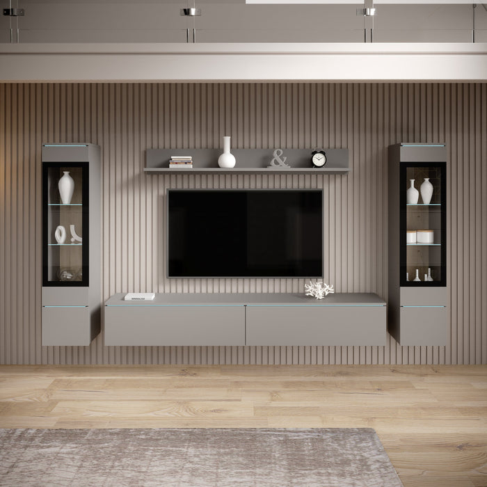 Meubella - Variety - Wandmeubel - Grijs - 180x33x32 cm