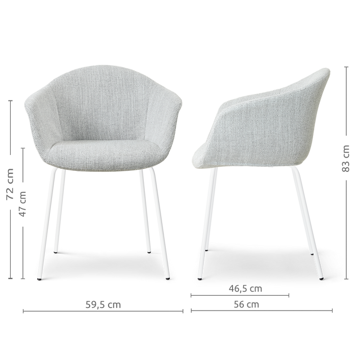 Nolon Nora-Otis Eetkamerstoel Grijs Melange - met Armleuning - Wit