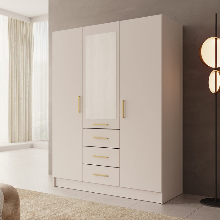 Meubella - Komodo - Kledingkast met 3 deuren - Beige - 150x61x201 cm