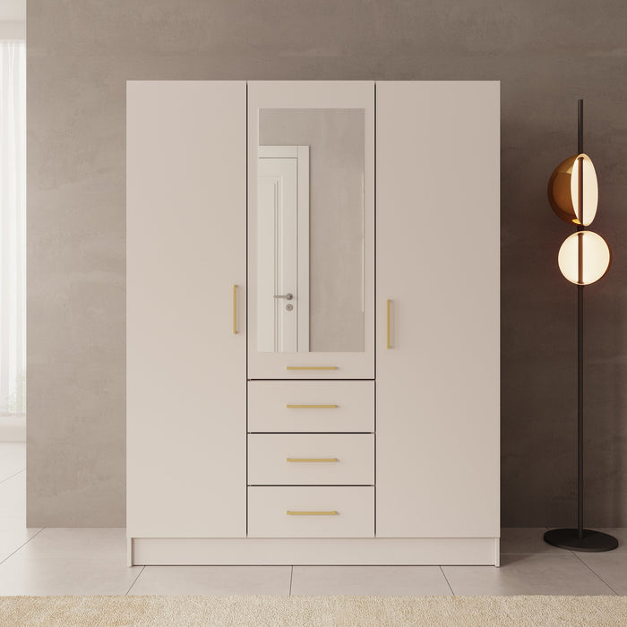 Meubella - Komodo - Kledingkast met 3 deuren - Beige - 150x61x201 cm