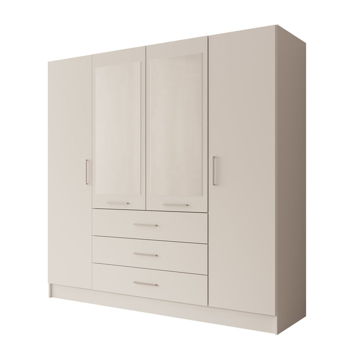 Meubella - Komodo - Kledingkast met 4 deuren - Wit - 200x61x201 cm