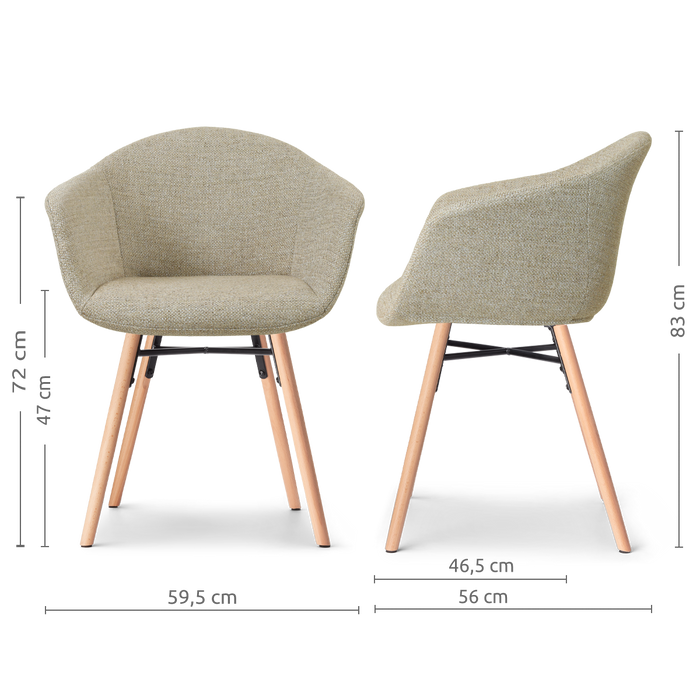 Nolon Nena-Otis Eetkamerstoel Taupe Melange - Houten Onderstel