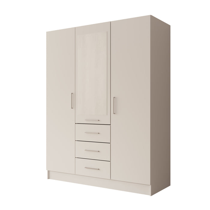 Meubella - Komodo - Kledingkast met 3 deuren - Wit - 150x61x201 cm