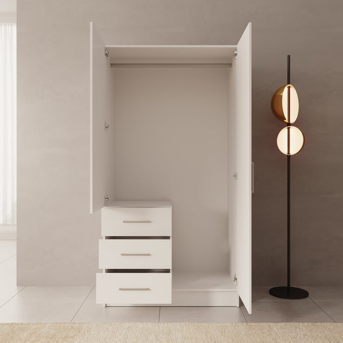 Meubella - Komodo - Kledingkast met 2 deuren - Wit - 101x61x201 cm