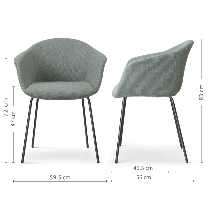 Nolon Nora-Otis Eetkamerstoel Saliegroen - met Armleuning - Zwart