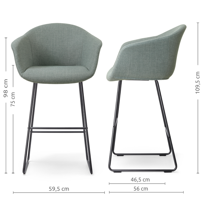 Nolon Nino-Otis barkruk saliegroen - zwart onderstel - 75 cm