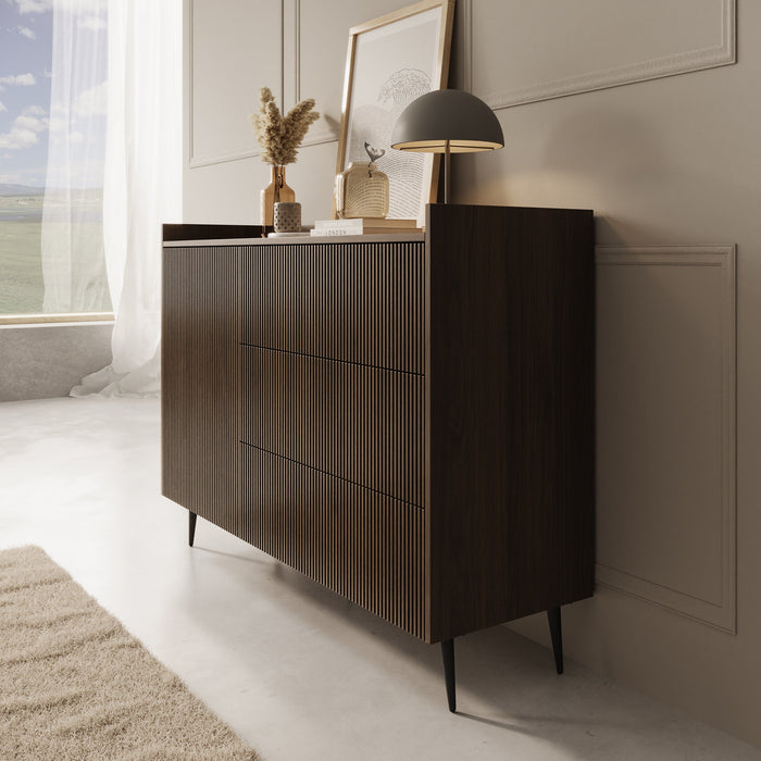 Meubella - Asty - Dressoir - Donker eiken - 126x41x92 cm