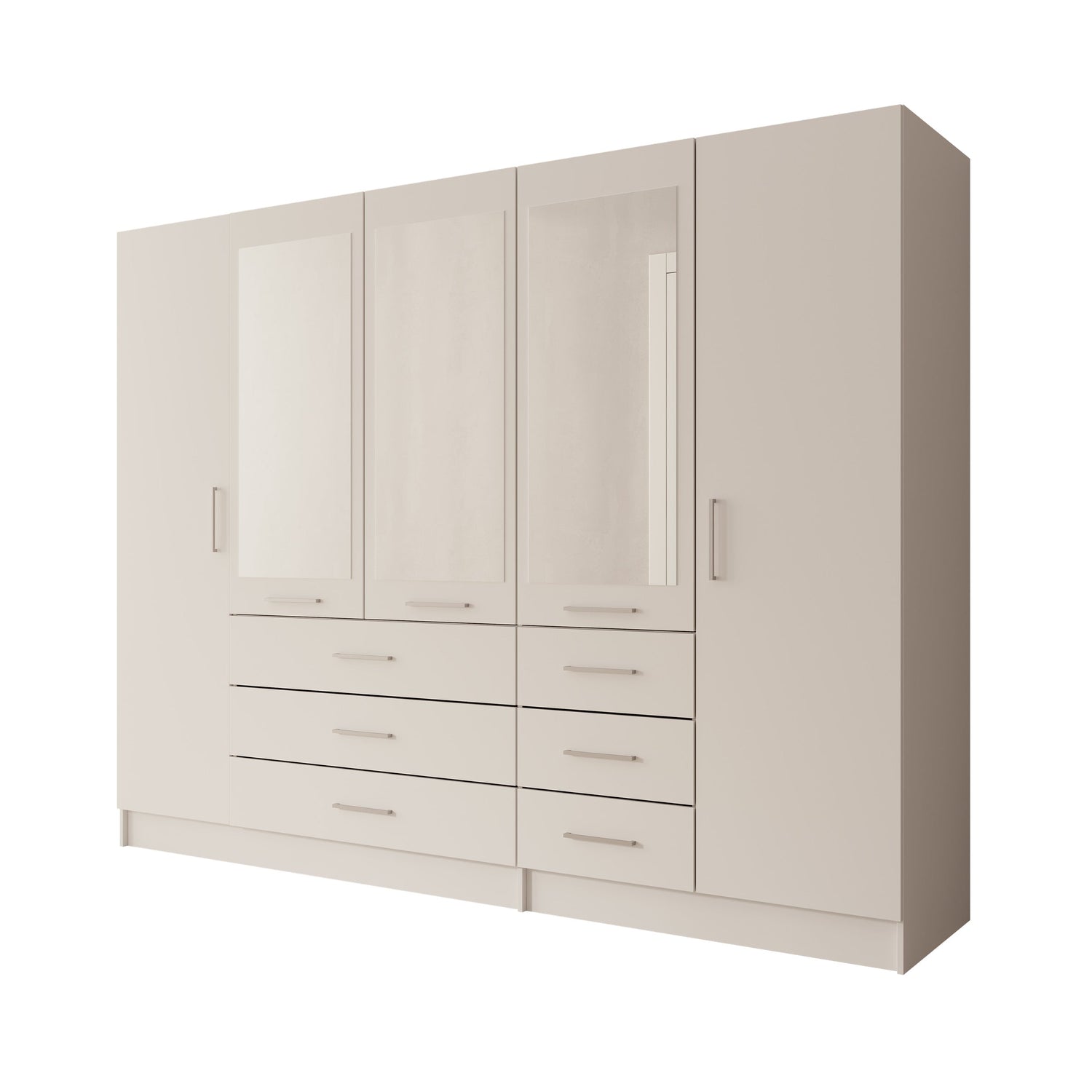 Meubella - Komodo - Kledingkast met 5 deuren - Wit - 250x61x201 cm