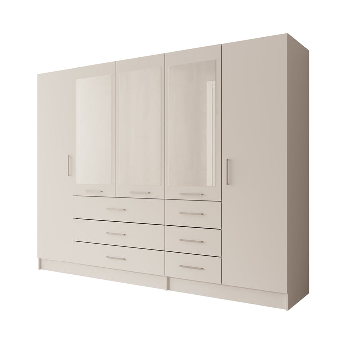 Meubella - Komodo - Kledingkast met 5 deuren - Wit - 250x61x201 cm