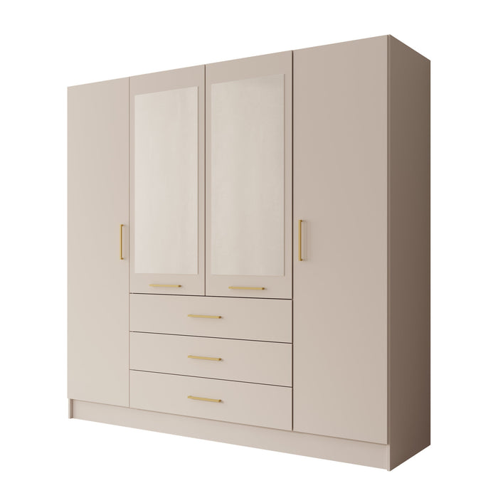 Meubella - Komodo - Kledingkast met 4 deuren - Beige - 200x61x201 cm