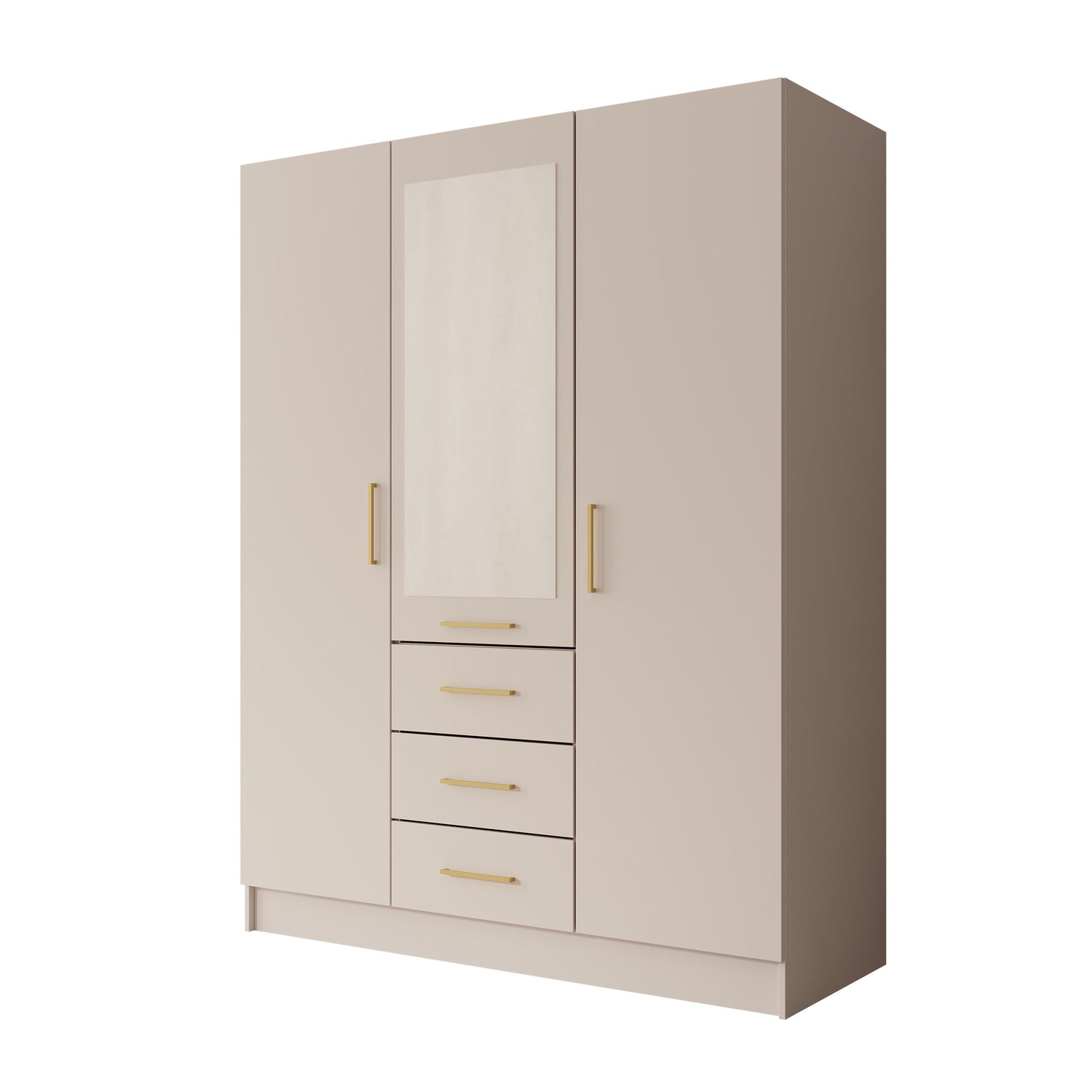 Meubella - Komodo - Kledingkast met 3 deuren - Beige - 150x61x201 cm