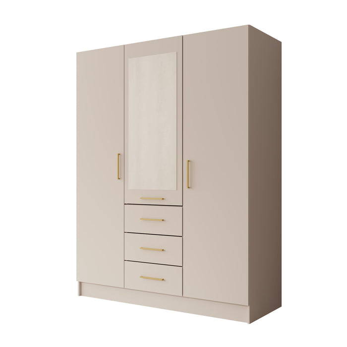 Meubella - Komodo - Kledingkast met 3 deuren - Beige - 150x61x201 cm