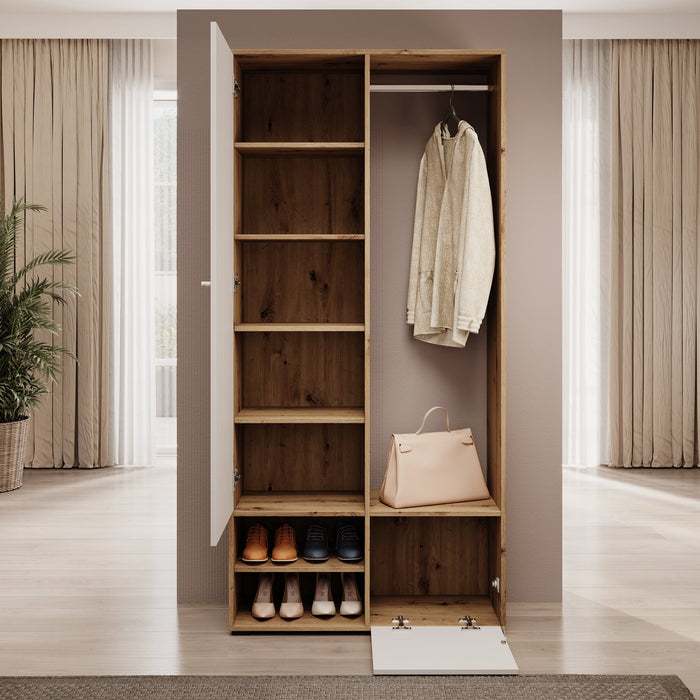 Meubella - Deacon - Halkast met 2 deuren - Eiken|Wit