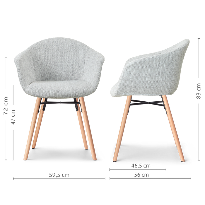 Nolon Nena-Otis Eetkamerstoel Grijs Melange - Armleuning - Stof