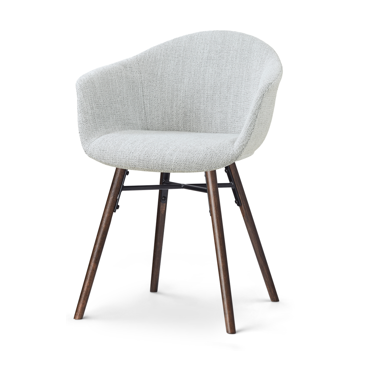 Nolon Nena-Otis Eetkamerstoel Grijs Melange - met Armleuning - Walnoot