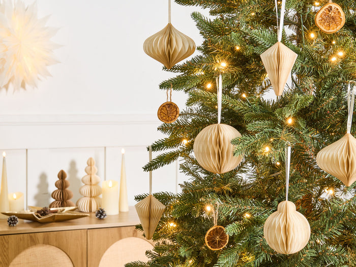 Beliani - JOLSTRA - Set van 20 kerstornamenten - Beige - Papier