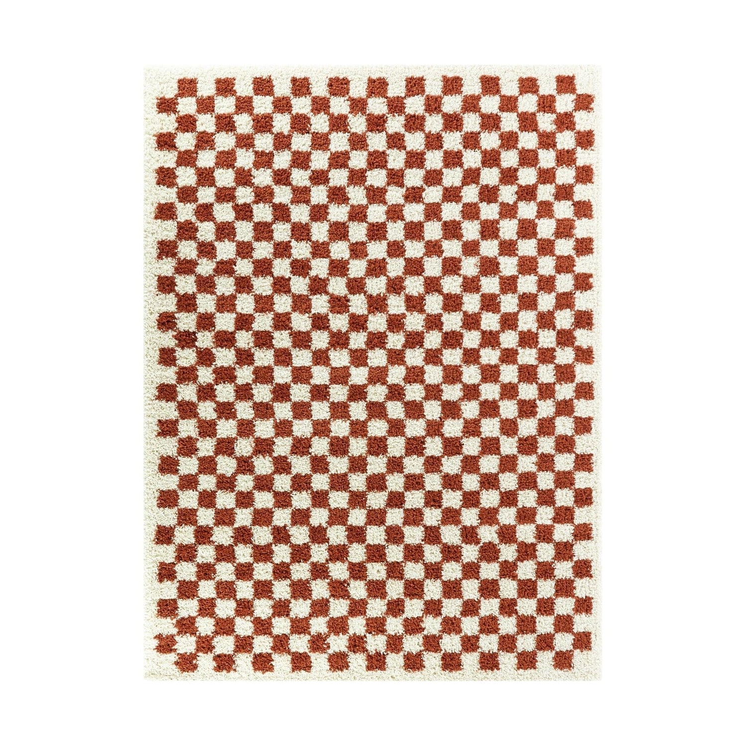 AFK Living vloerkleed  Checkers - shaggy - terracotta