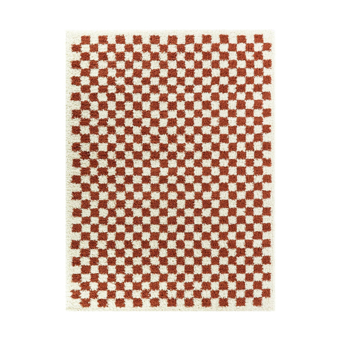 AFK Living vloerkleed  Checkers - shaggy - terracotta