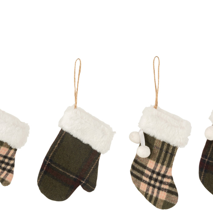 J-Line hanger Want|Kerstsok - textiel - kaki|bruin - 4 stuks