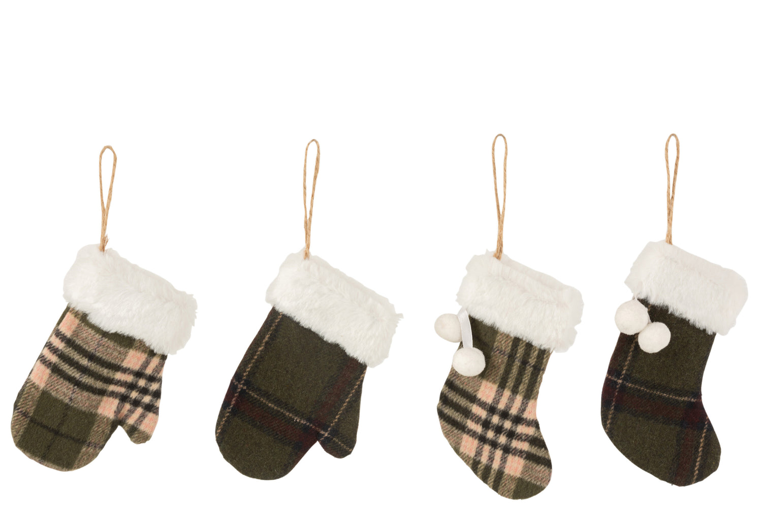 J-Line hanger Want|Kerstsok - textiel - kaki|bruin - 4 stuks