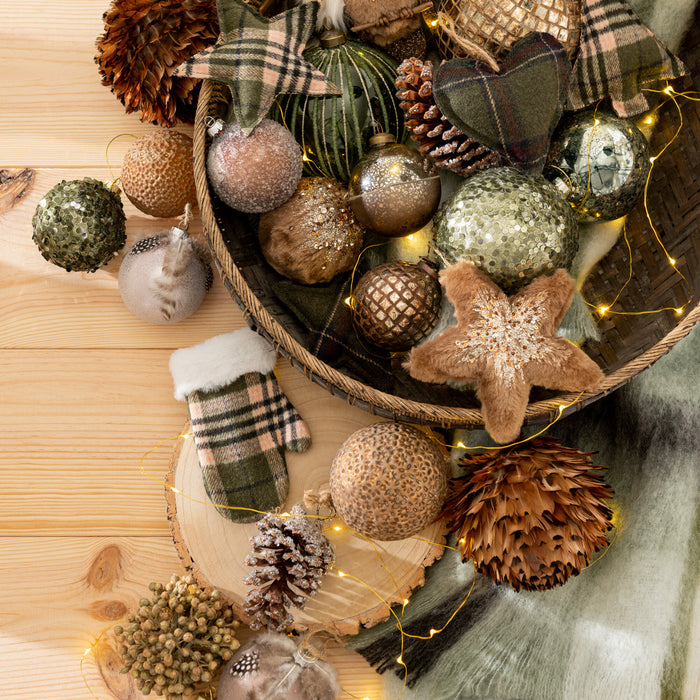 J-Line hanger Want|Kerstsok - textiel - kaki|bruin - 4 stuks