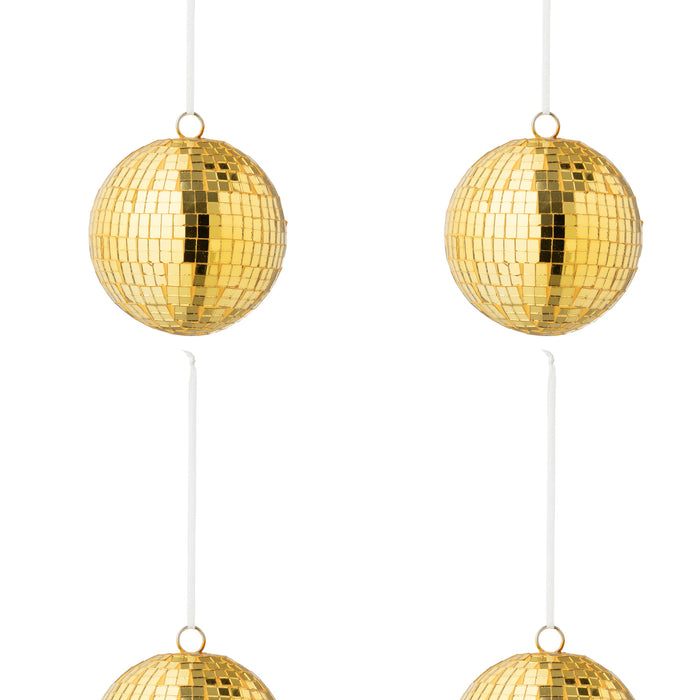 J-Line kerstbal Spiegel - glas - geel - large - doos van 4