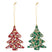 J-Line hanger Kerstboom Kralen - hout - kerstrood|smaragdgro
