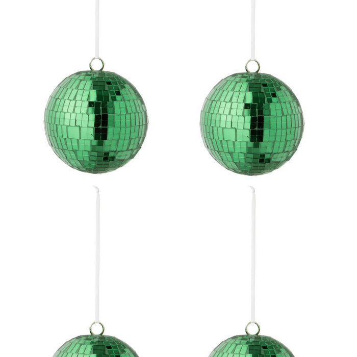 J-Line kerstbal Spiegel - glas - groen - large - doos van 4