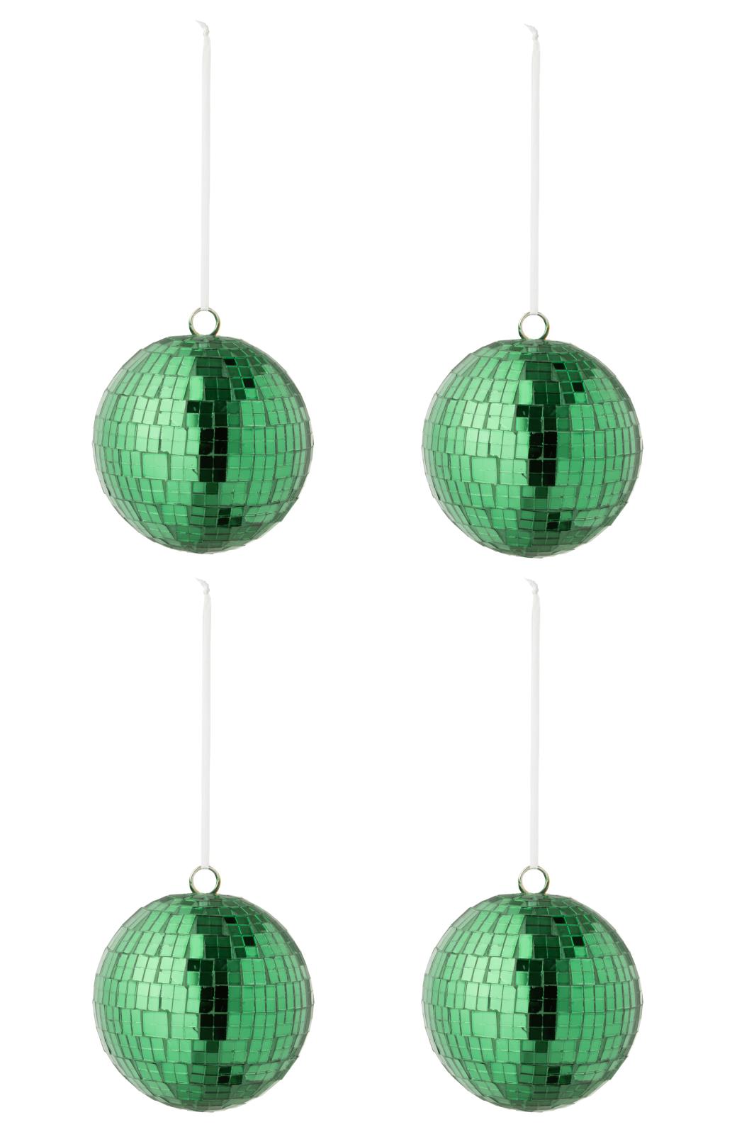 J-Line kerstbal Spiegel - glas - groen - large - doos van 4