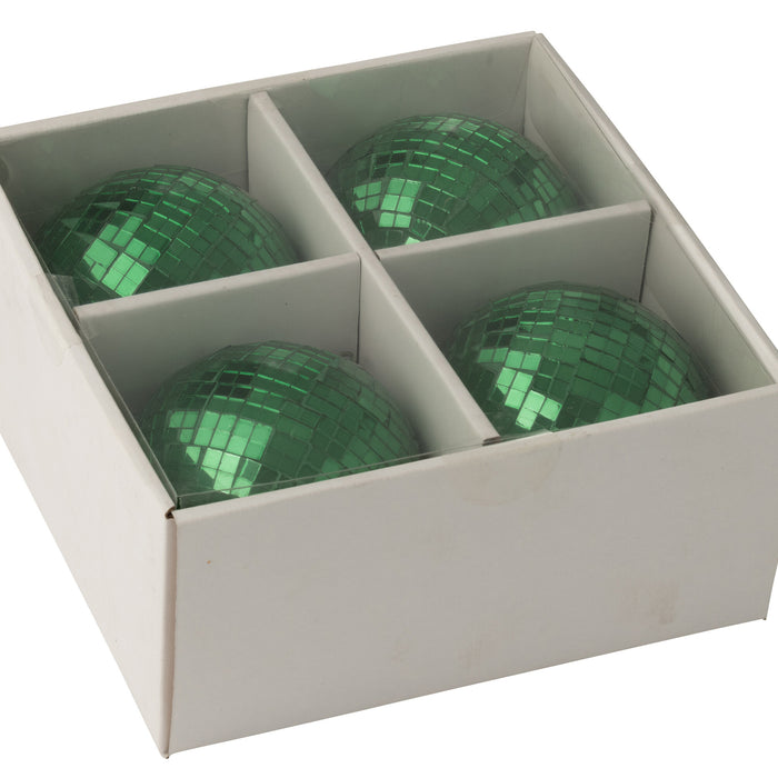 J-Line kerstbal Spiegel - glas - groen - large - doos van 4