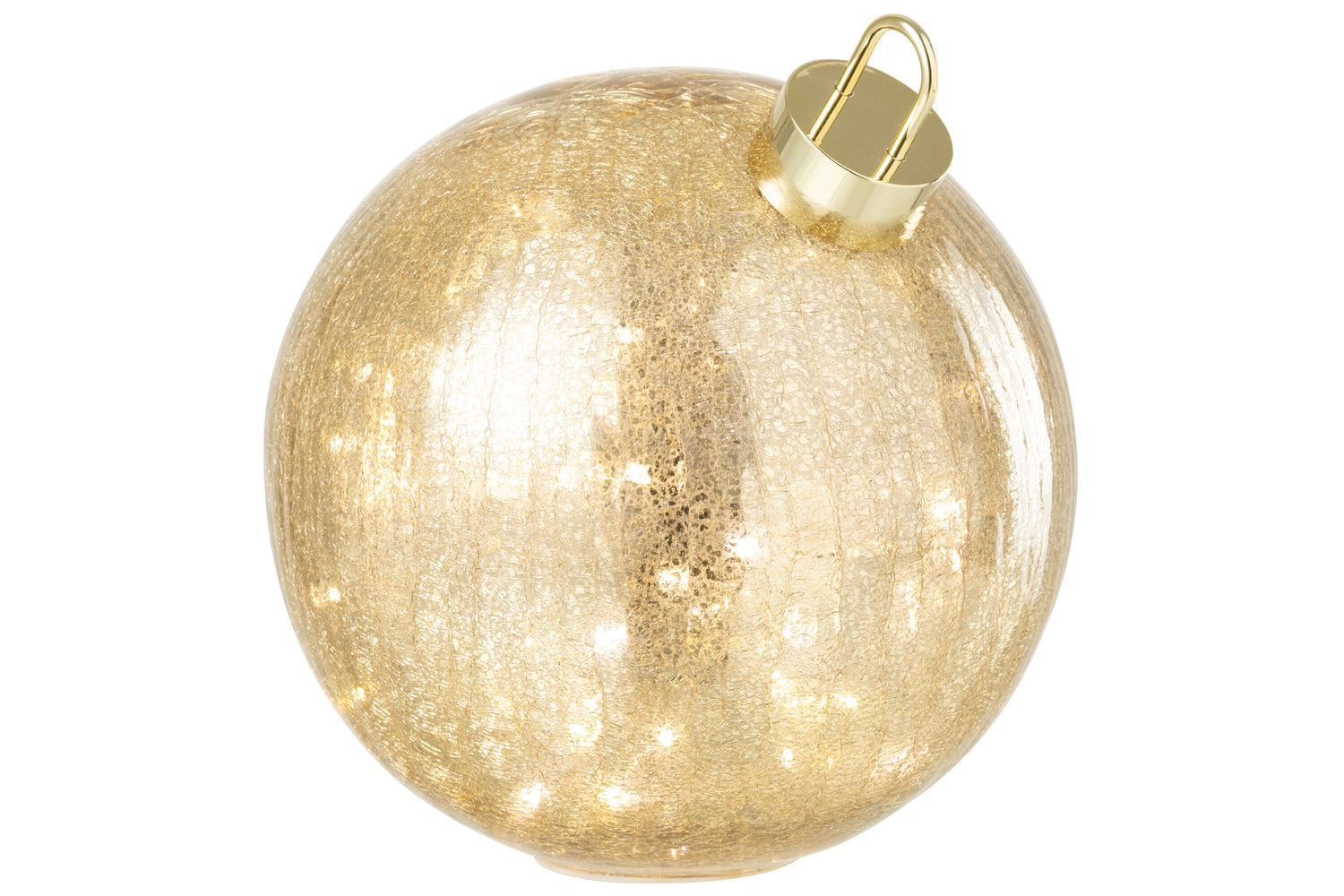 J-Line kerstbal - glas - goud - large - LED lichtjes