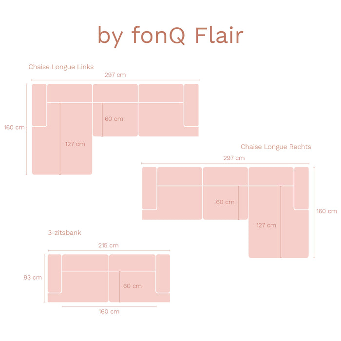 by fonQ Flair Hoekbank met Chaise Longue Rechts - Groen