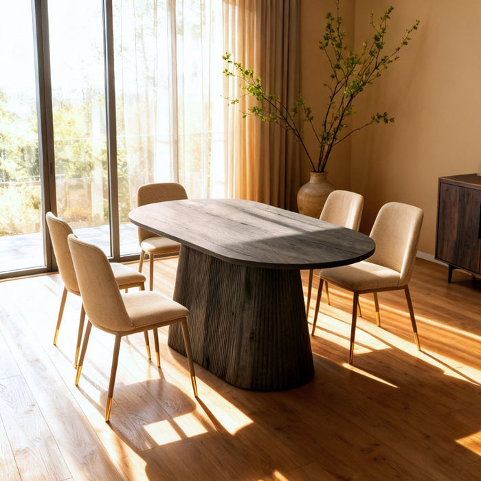 Giga Meubel - Eettafel Ovaal - Donkerbruin Hout - 160x90x75cm - Sylla