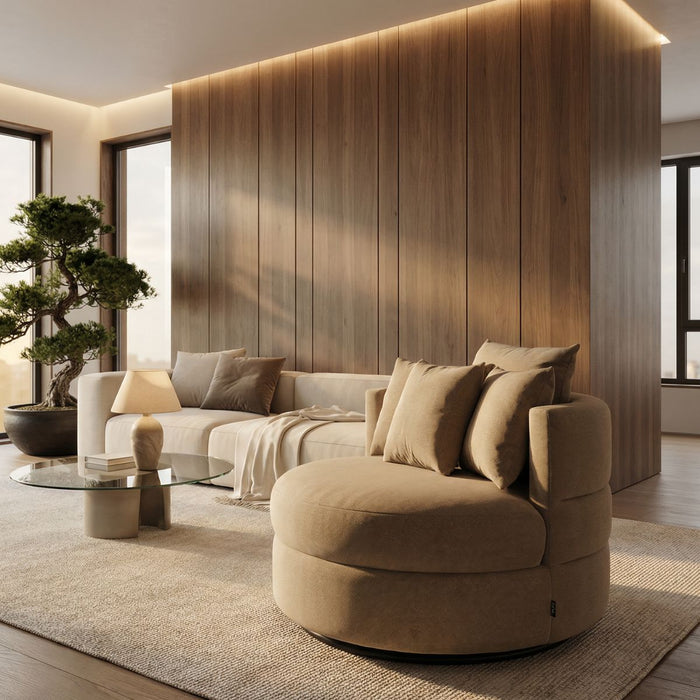 DÉJA Living - Draaifauteuil Taupe Stof - 100x100x84cm - Miles