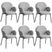 tectake® Stoel Scandi gestoffeerd, bouclé stof - Set van 6