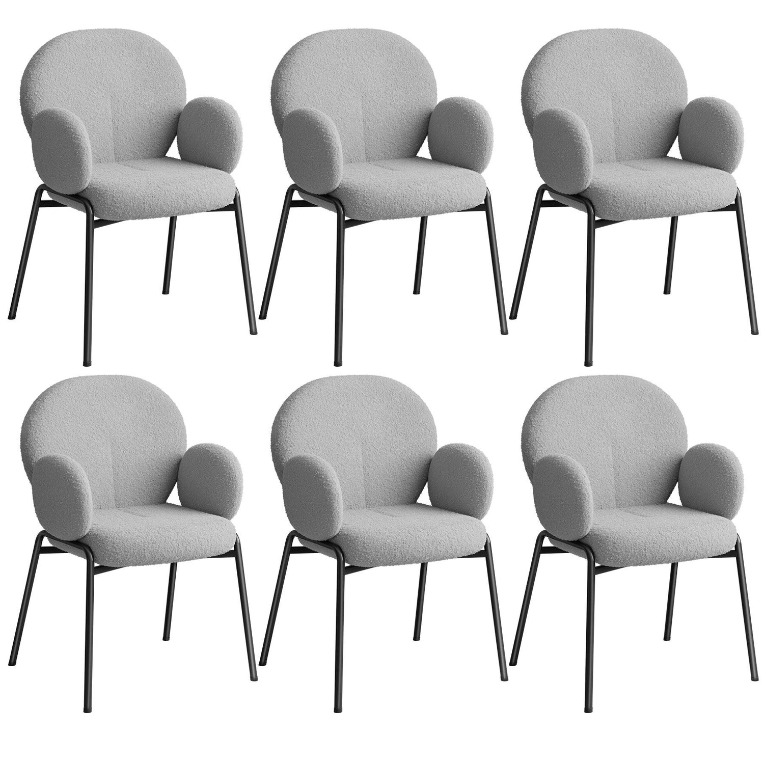 tectake® Stoel Scandi gestoffeerd, bouclé stof - Set van 6