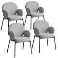 tectake® Stoel Scandi gestoffeerd, bouclé stof - Set van 4