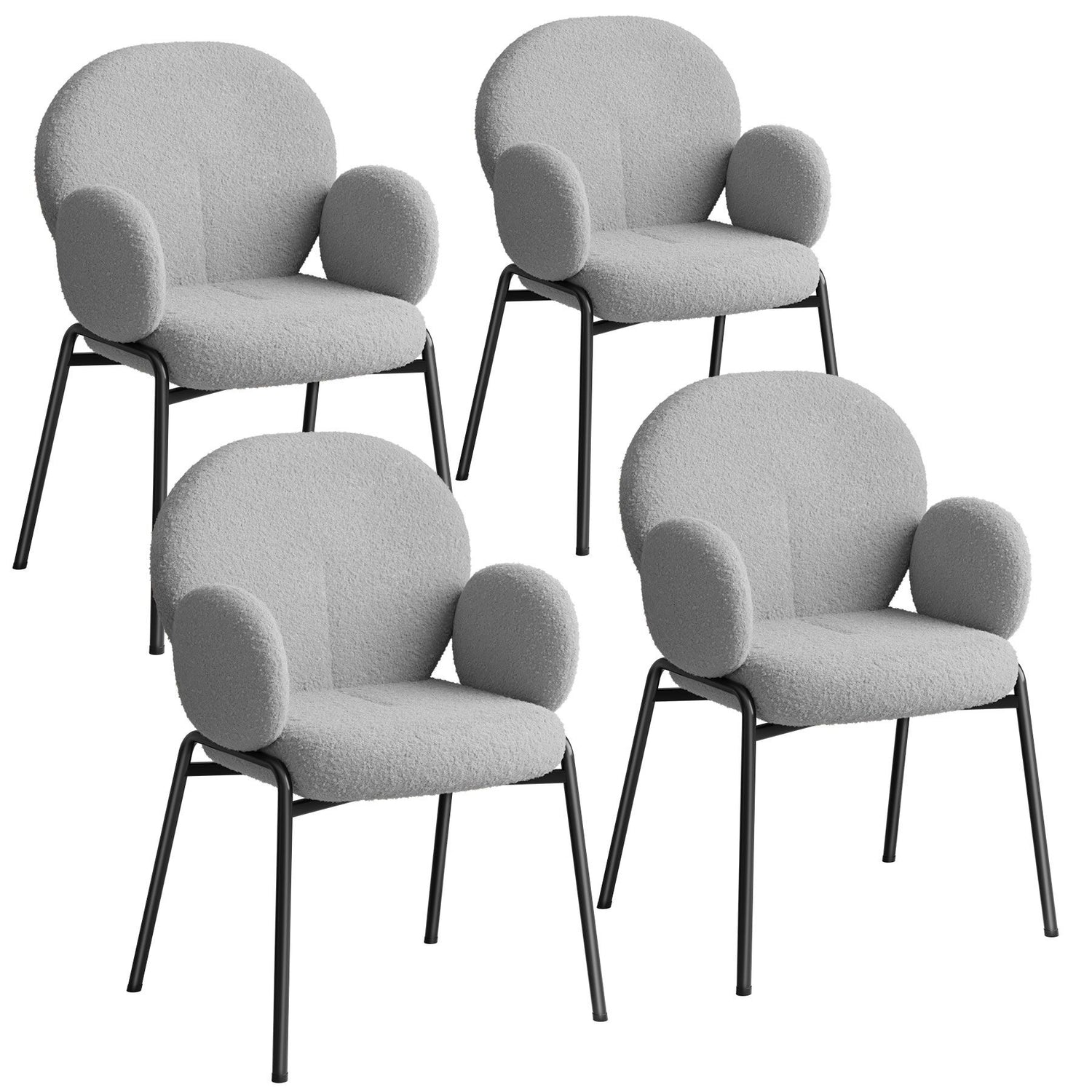 tectake® Stoel Scandi gestoffeerd, bouclé stof - Set van 4