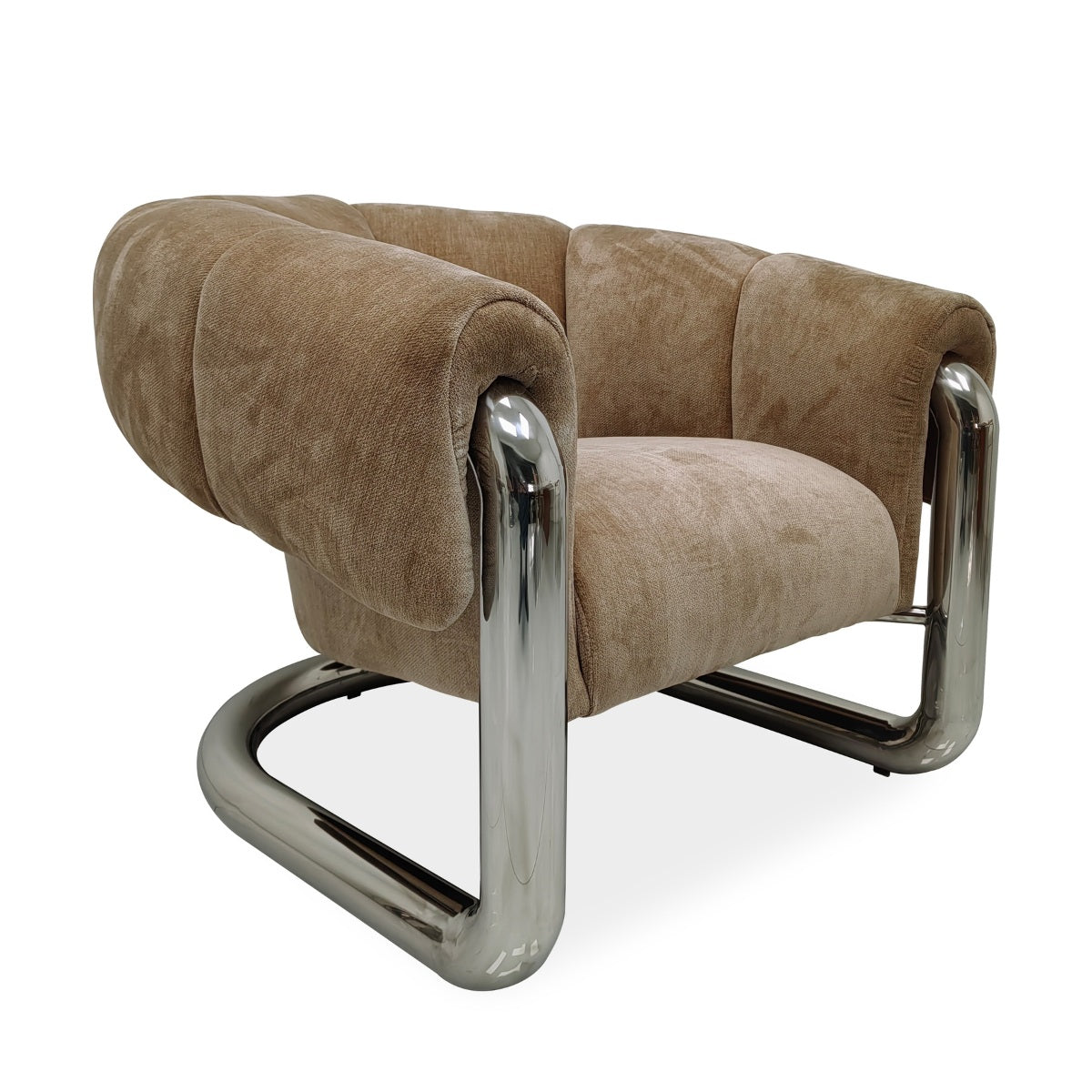 DÉJA Living - Fauteuil Beige|Chrome Stof - 98x96x79cm - Leka