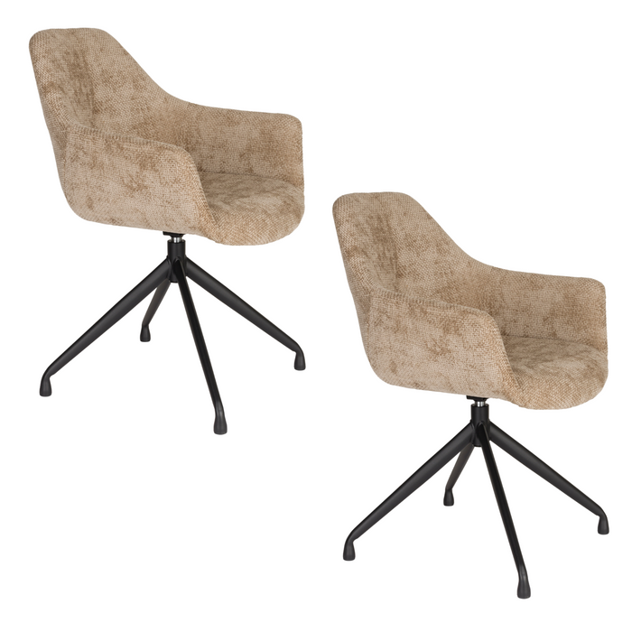 Housecraft Living Wiz Eetkamerstoelen Draaibaar Bruin - Set van 2