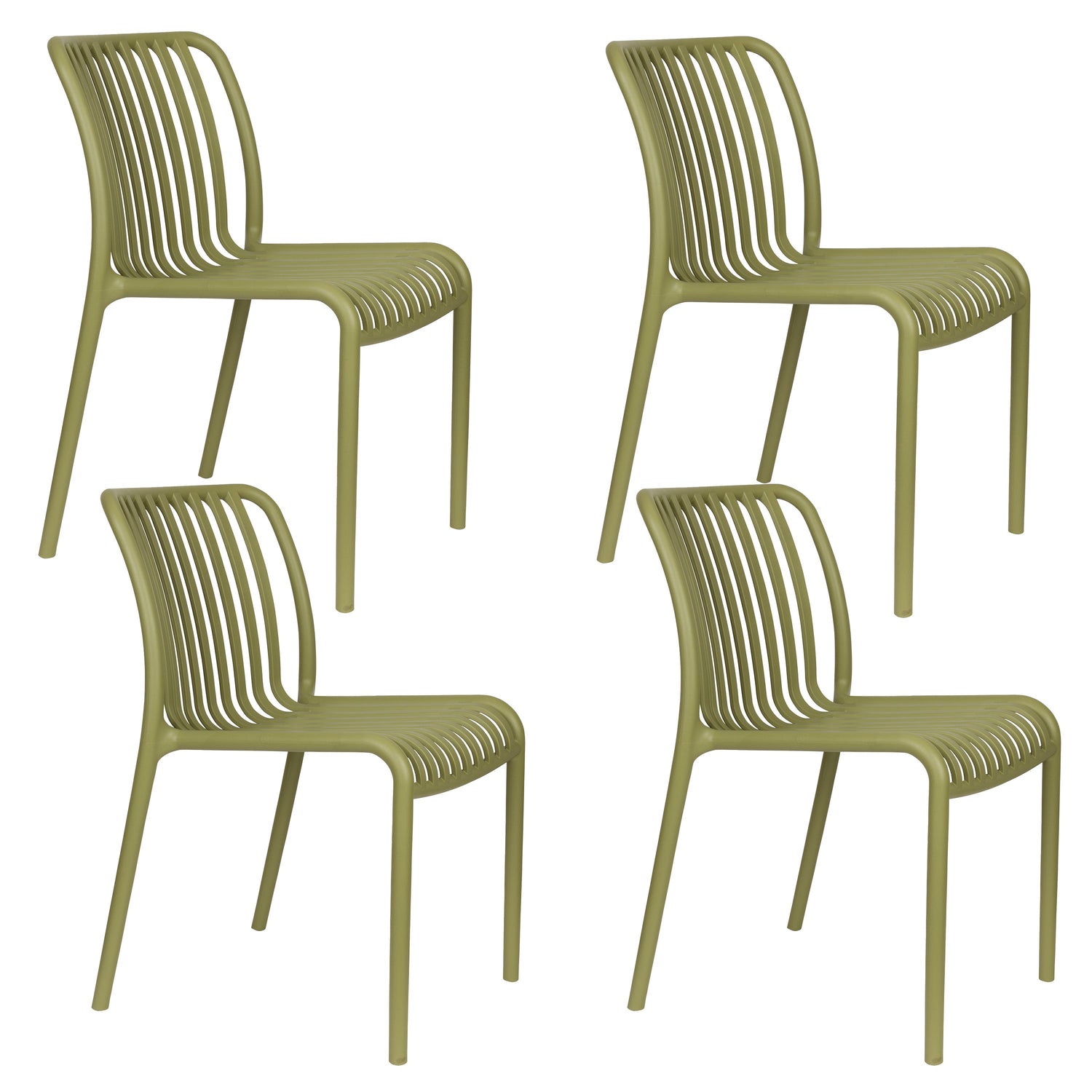 Housecraft Living Mante Tuinstoelen Kunststof Groen - Set van 4